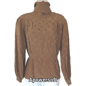 Vintage Oleg Cassini Rose Brown Silk Blouse